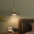 Nordic Walnut Wood Disc Pendant Light With Adjustable Cord