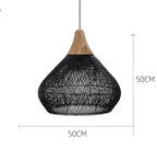 Bohemian Rattan Pendant Light With Hand-Woven Dome Shade