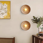 Retro Ceramic Disc Wall Light With Center Globe