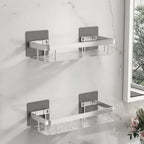 Adhesive Bathroom Shelf Drill-Free Shower Caddy Stainless Steel Wall Shelf Organiser for Shampoo and Toiletries