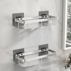 Adhesive Bathroom Shelf Drill-Free Shower Caddy Stainless Steel Wall Shelf Organiser for Shampoo and Toiletries