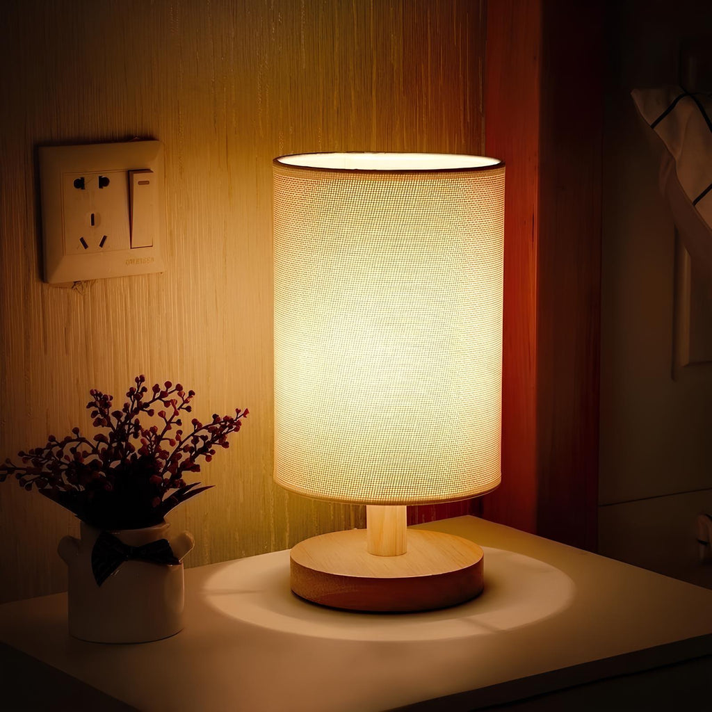 Scandinavian Wood Table Lamp With Linen Shade — Ashbury Home & Living