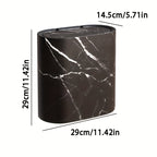 Marble Effect Bathroom Bin with Lid Slim Oval Waste Bin Modern Rubbish Bin Space-Saving Trash Can for Bathroom | Kitchen and Office