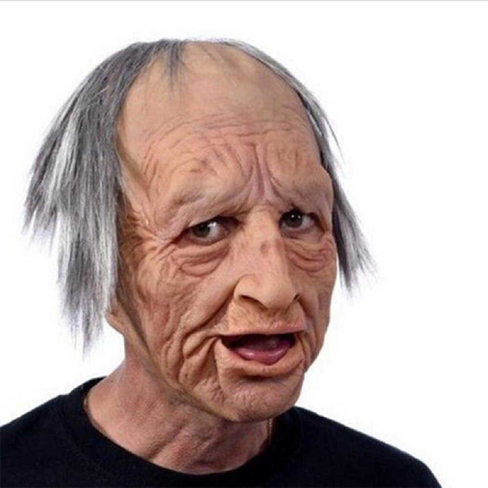Realistic Old Man Mask Latex Halloween Mask for Adults Full Head Creepy Face Mask with Movable Mouth for Fancy Dress | Cosplay and Parties