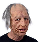 Realistic Old Man Mask Latex Halloween Mask for Adults Full Head Creepy Face Mask with Movable Mouth for Fancy Dress | Cosplay and Parties