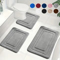 Memory Foam Bath Mat Set Absorbent Non-Slip Bathroom Rug Set with Contour Toilet Mat Machine Washable Microfibre Mats for Bathroom and Toilet