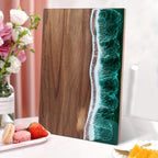 Resin Chopping Board Acacia Wood Ocean Wave Serving Board Wooden Cheese Board with Epoxy Resin Inlay for Kitchen | Charcuterie and Bread
