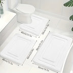 Memory Foam Bath Mat Set Absorbent Non-Slip Bathroom Rug Set with Contour Toilet Mat Machine Washable Microfibre Mats for Bathroom and Toilet