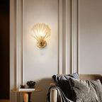 Brass And Glass Seashell Wall Light With E14 Bulb Base