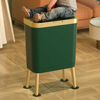 Slim Kitchen Bin with Lid and Raised Legs Odour Sealing Press-Top Rubbish Bin with Metallic Trim Waste Bin for Kitchen | Bathroom and Living Room