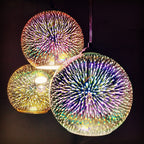 Fireworks Glass Globe Pendant Light with Starburst Effect for Dining Room