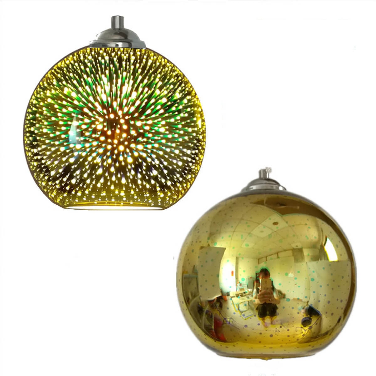Fireworks Glass Globe Pendant Light with Starburst Effect for Dining Room