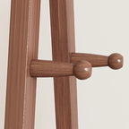Foldable Wooden Clothes Rail Beech Wood Garment Rack with Storage Shelves and Side Hooks Freestanding A Frame Coat Rack for Bedroom and Hallway