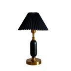 French Vintage Pleated Shade Table Lamp with Brass Base for Bedroom