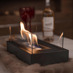 Portable Bioethanol Table Fireplace Tempered Glass and Steel Tabletop Fire Smokeless for Indoor and Outdoor Use