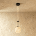 Natural Marble Gong Pendant Light With Warm Light Glow