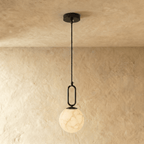 Natural Marble Gong Pendant Light With Warm Light Glow