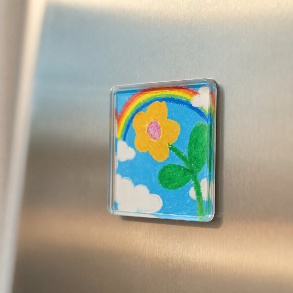 DIY Acrylic Photo Fridge Magnets Clear Picture Frame Magnet Kit for Kids Drawings and Photos Self Adhesive Refrigerator Magnets for Kitchen Display