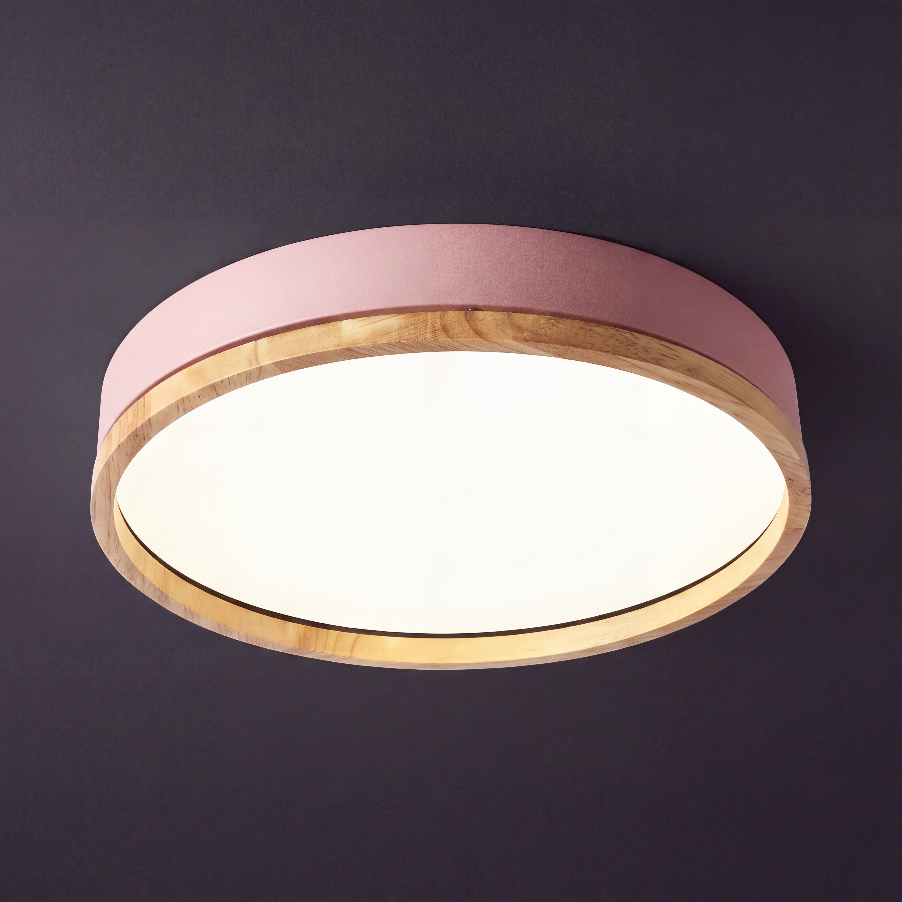Scandinavian Wood Flush Mount Ceiling Light With Dimmable Remote Control