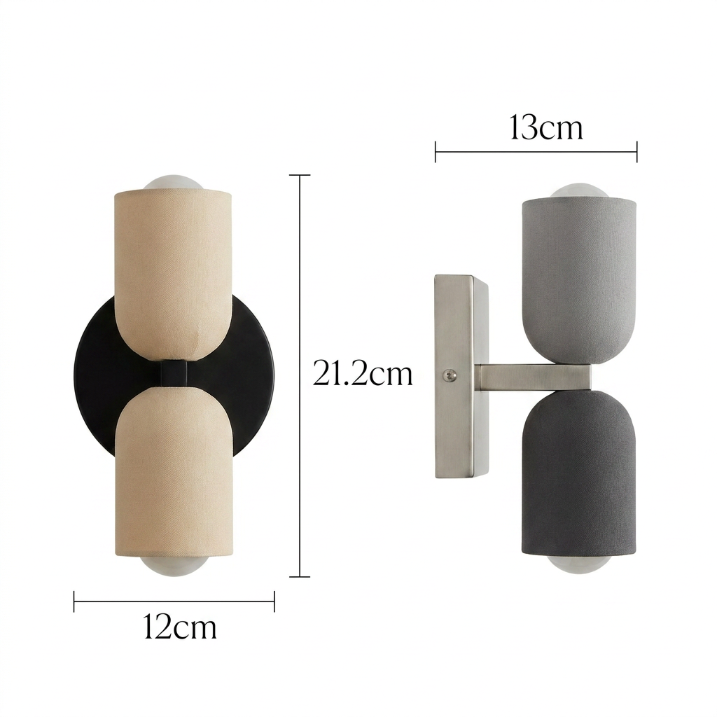 Modern Wrought Iron Cylinder Wall Sconce LED Light With Dual Light Design