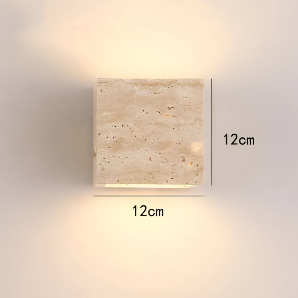 Minimalist Travertine Stone Outdoor LED Wall Light With Natural Cave Stone Shade