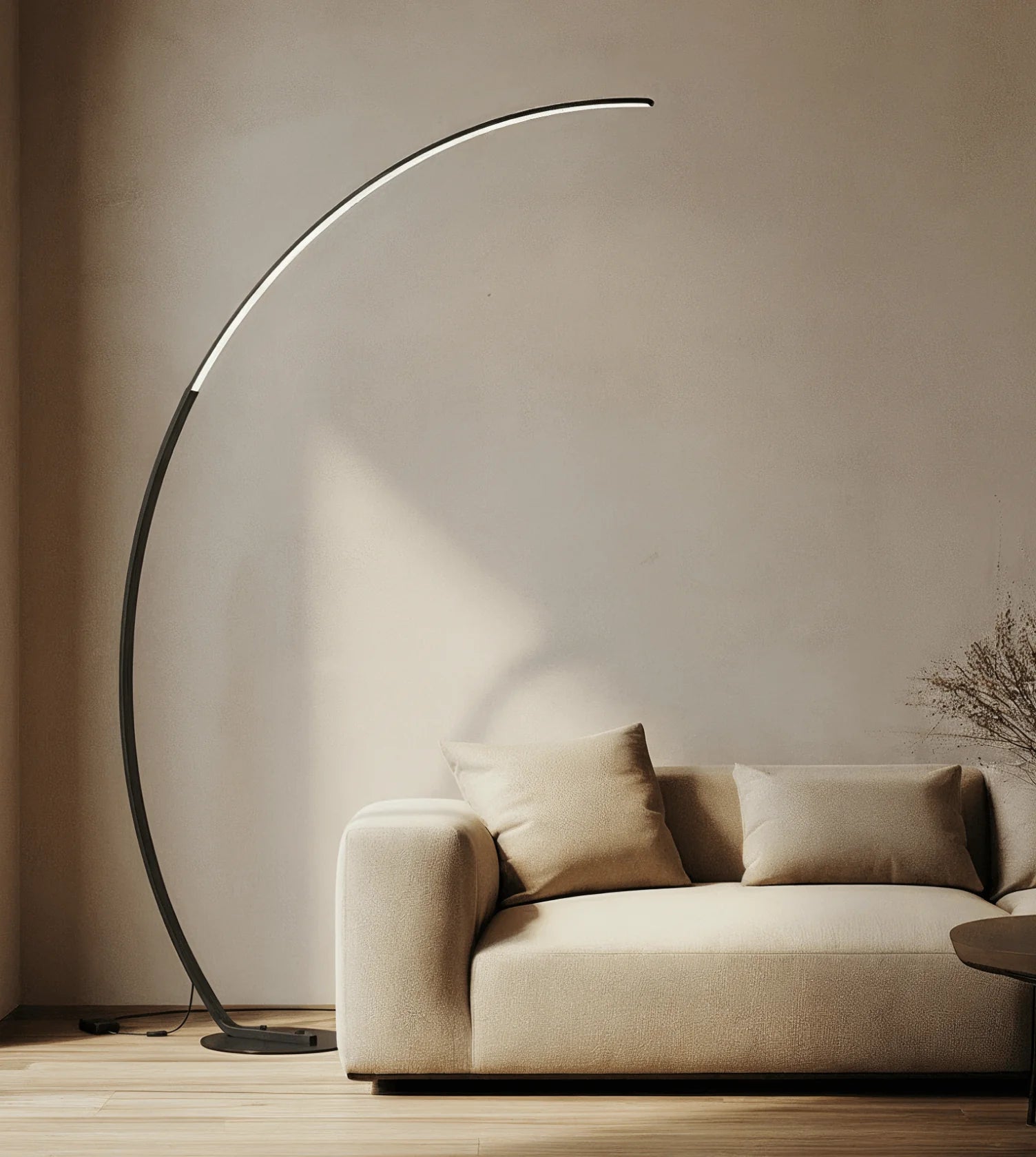 Minimalist Curved Arc floor lamp With Slim Light Bar