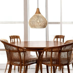 Bohemian Rattan Pendant Light With Hand-Woven Dome Shade