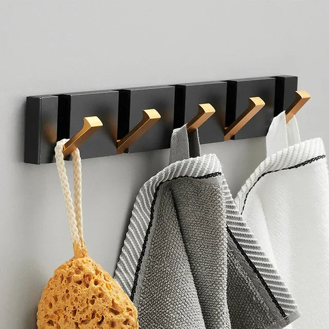 Folding Wall Hook Rack Stainless Steel Coat Hooks Wall Mounted Space Saving Hook Rail with Fold Away Hooks for Hallway | Bathroom and Bedroom