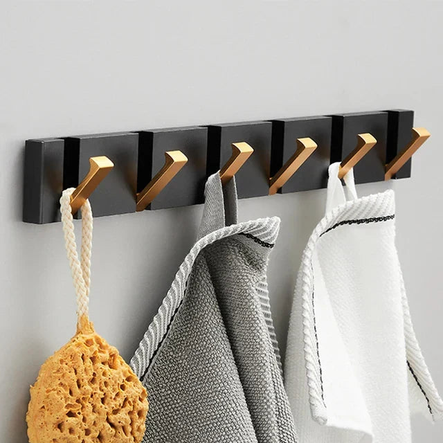 Folding Wall Hook Rack Stainless Steel Coat Hooks Wall Mounted Space Saving Hook Rail with Fold Away Hooks for Hallway | Bathroom and Bedroom