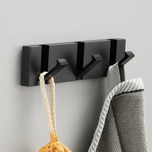 Folding Wall Hook Rack Stainless Steel Coat Hooks Wall Mounted Space Saving Hook Rail with Fold Away Hooks for Hallway | Bathroom and Bedroom