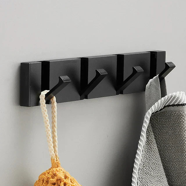 Folding Wall Hook Rack Stainless Steel Coat Hooks Wall Mounted Space Saving Hook Rail with Fold Away Hooks for Hallway | Bathroom and Bedroom