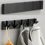 Folding Wall Hook Rack Stainless Steel Coat Hooks Wall Mounted Space Saving Hook Rail with Fold Away Hooks for Hallway | Bathroom and Bedroom