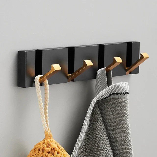 Folding Wall Hook Rack Stainless Steel Coat Hooks Wall Mounted Space Saving Hook Rail with Fold Away Hooks for Hallway | Bathroom and Bedroom