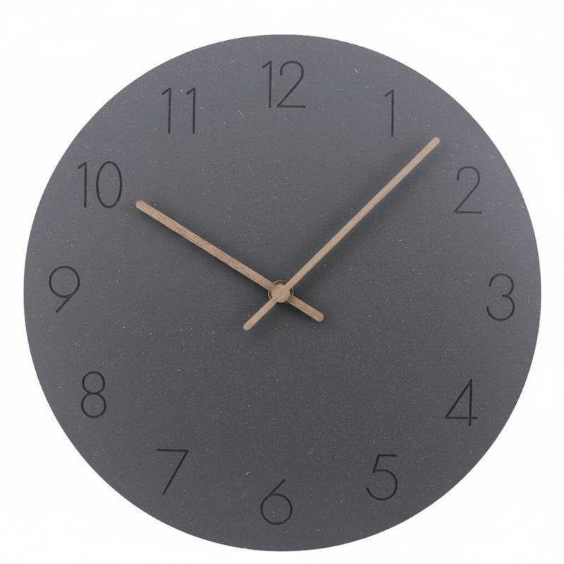 Silent Wall Clock Nordic Minimalist Non-Ticking MDF Wall Clock with Walnut Wood Hands Modern Round Clock for Living Room, Kitchen and Office
