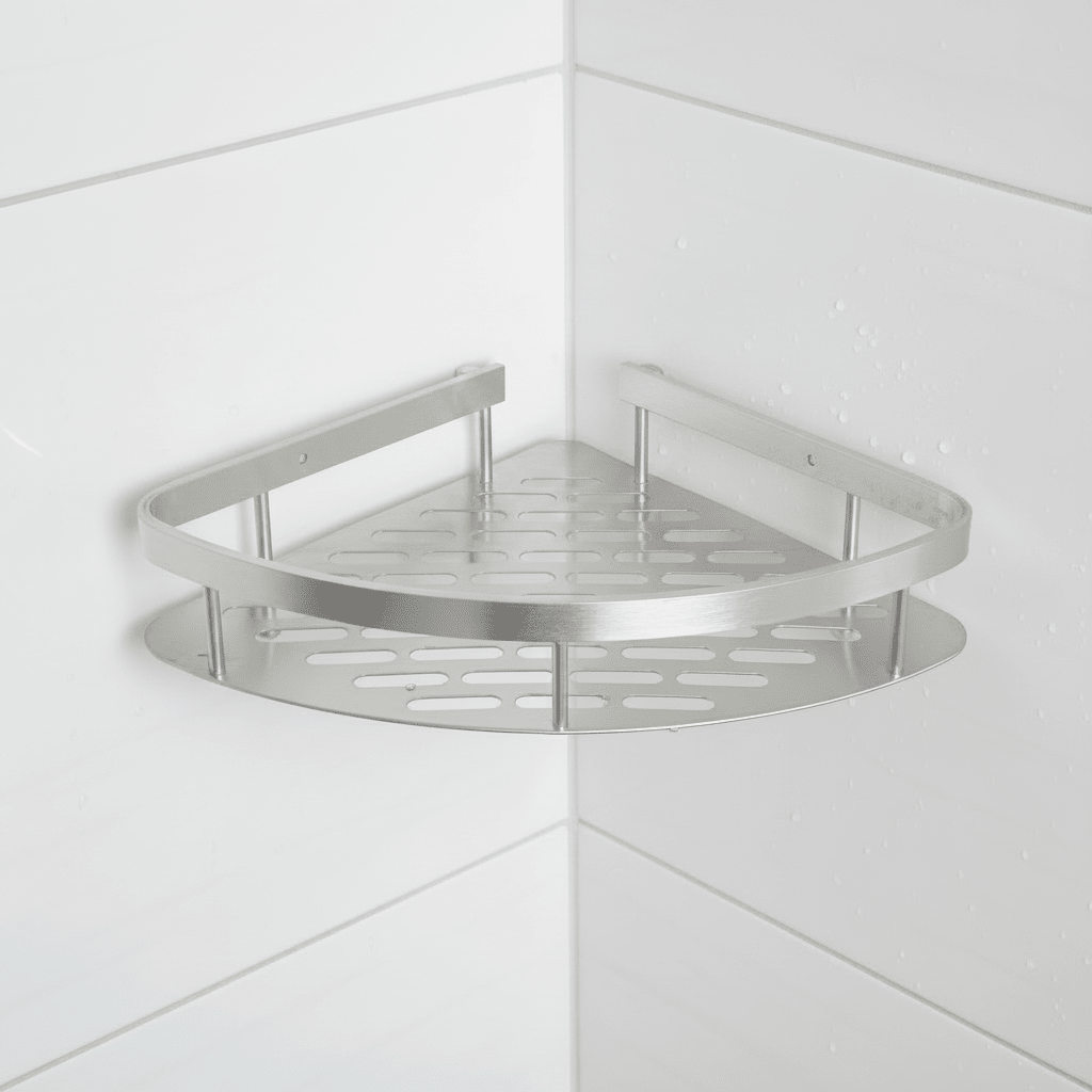 Adhesive Bathroom Shelf Drill-Free Shower Caddy Stainless Steel Wall Shelf Organiser for Shampoo and Toiletries