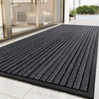 Heavy Duty Doormat with Non-Slip Rubber Backing Striped Polyester Entrance Mat Waterproof Dirt Trapping for High-Traffic Entrances