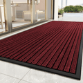 Heavy Duty Doormat with Non-Slip Rubber Backing Striped Polyester Entrance Mat Waterproof Dirt Trapping for High-Traffic Entrances