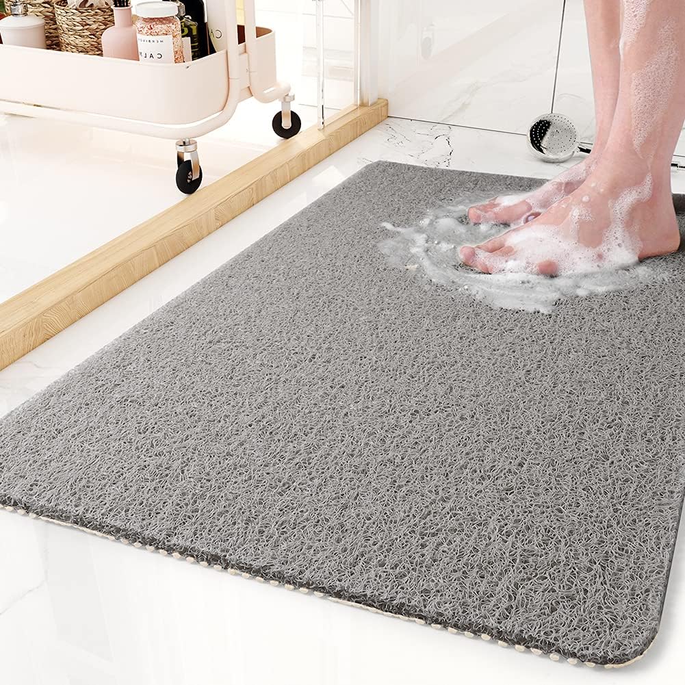 Non-Slip Shower Mat Quick Drying Loofah Style Bath Mat Cuttable Anti-Slip Mat with Water Drainage Machine Washable for Shower | Bathtub and Wet Room