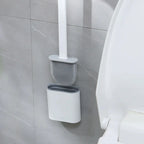 Silicone Toilet Brush Set with Quick Drying Holder Flexible Flat Head Toilet Cleaning Brush Freestanding or Wall Mounted for Bathroom and Toilet
