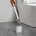 Silicone Toilet Brush Set with Quick Drying Holder Flexible Flat Head Toilet Cleaning Brush Freestanding or Wall Mounted for Bathroom and Toilet
