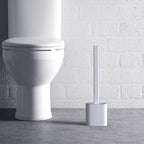 Silicone Toilet Brush Set with Quick Drying Holder Flexible Flat Head Toilet Cleaning Brush Freestanding or Wall Mounted for Bathroom and Toilet
