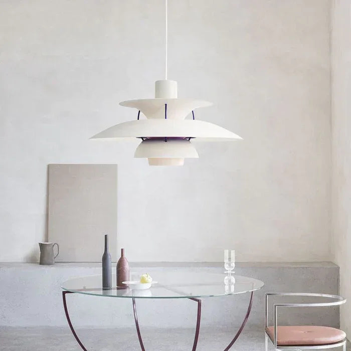 Scandinavian Metal Pendant Light With Adjustable Angle for Dining Room in White + Purple — Ashbury Home & Living