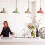 Industrial Barn Shade Pendant Light with Brass Lamp Holder for Kitchen Island
