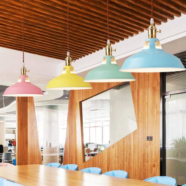Industrial Barn Shade Pendant Light with Brass Lamp Holder for Kitchen Island