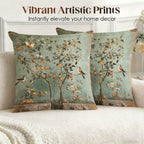 Vintage Botanical Cushion Covers Set of Two Heavyweight Polyester Throw Pillow Covers with Hidden Zip Garden Print for Sofa and Bed