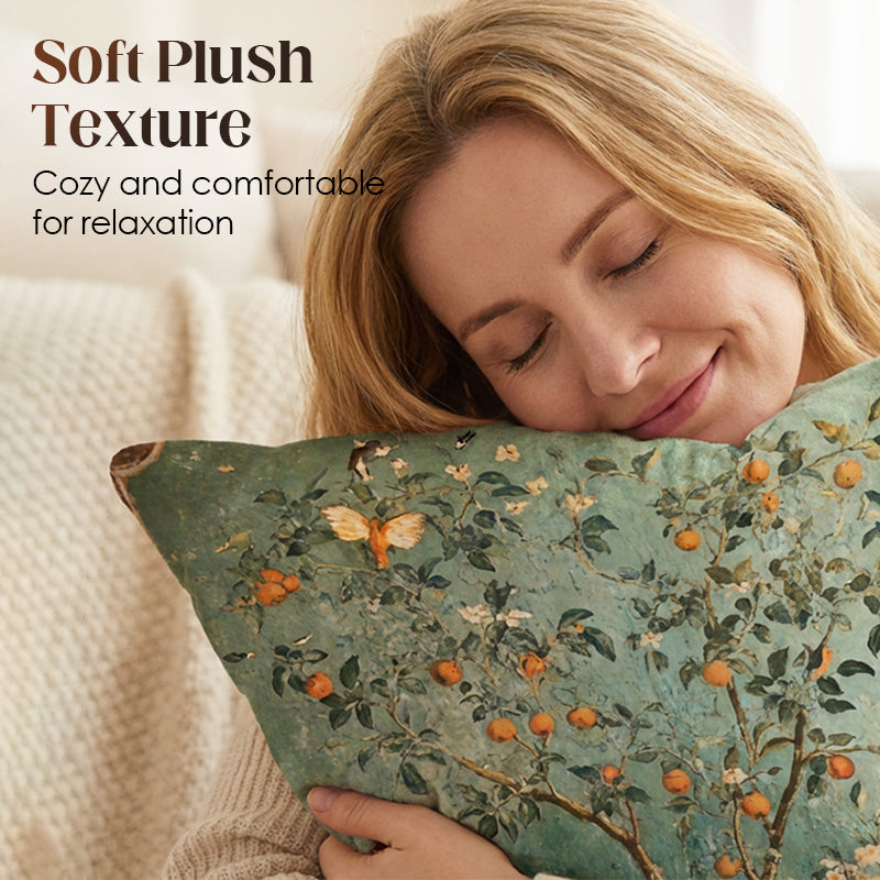 Vintage Botanical Cushion Covers Set of Two Heavyweight Polyester Throw Pillow Covers with Hidden Zip Garden Print for Sofa and Bed
