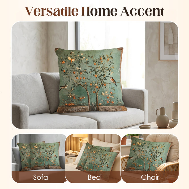 Vintage Botanical Cushion Covers Set of Two Heavyweight Polyester Throw Pillow Covers with Hidden Zip Garden Print for Sofa and Bed