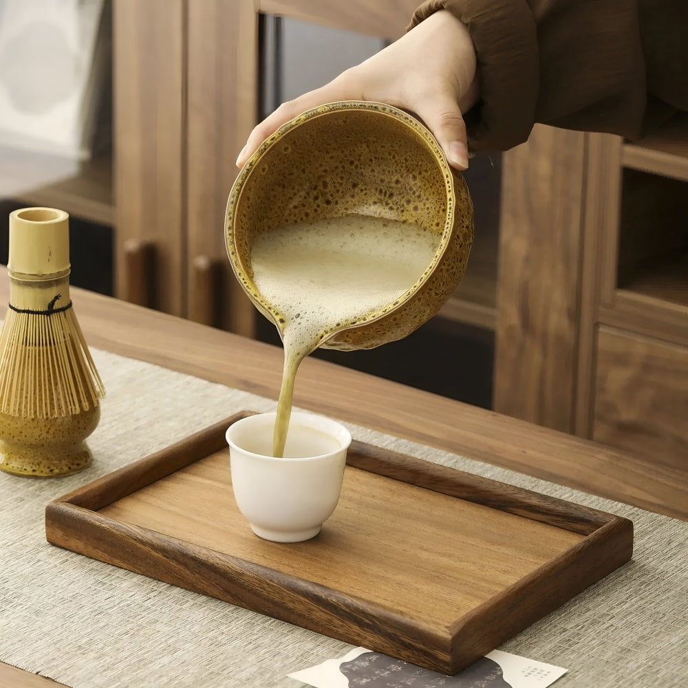 Japanese Matcha Tea Set with Handmade Ceramic Bowl and Bamboo Whisk
