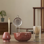 Japanese Matcha Tea Set with Handmade Ceramic Bowl and Bamboo Whisk