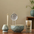 Japanese Matcha Tea Set with Handmade Ceramic Bowl and Bamboo Whisk